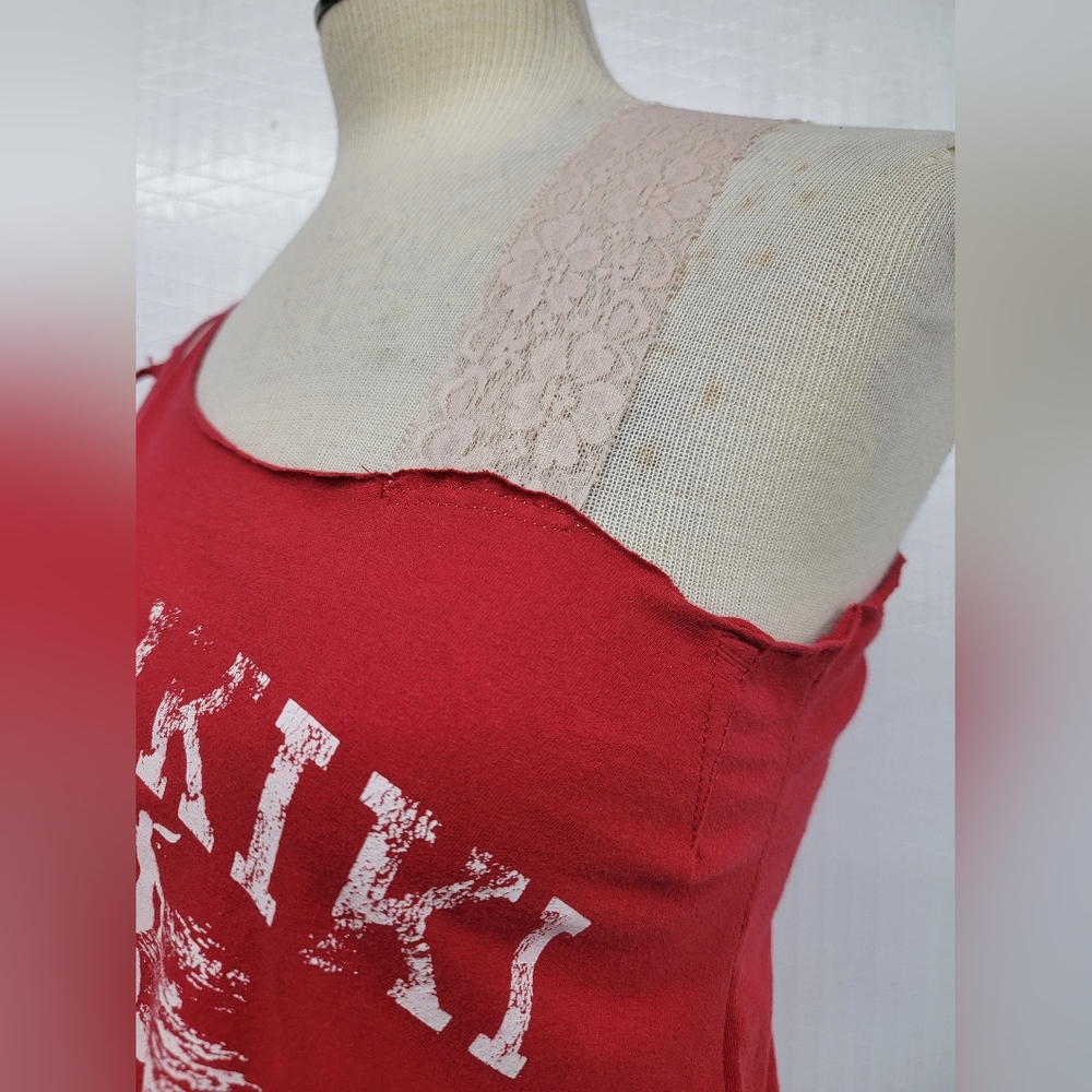 Waikiki Hawaii Surfing Fringe Tank Top Upcycled - Picture 6 of 9